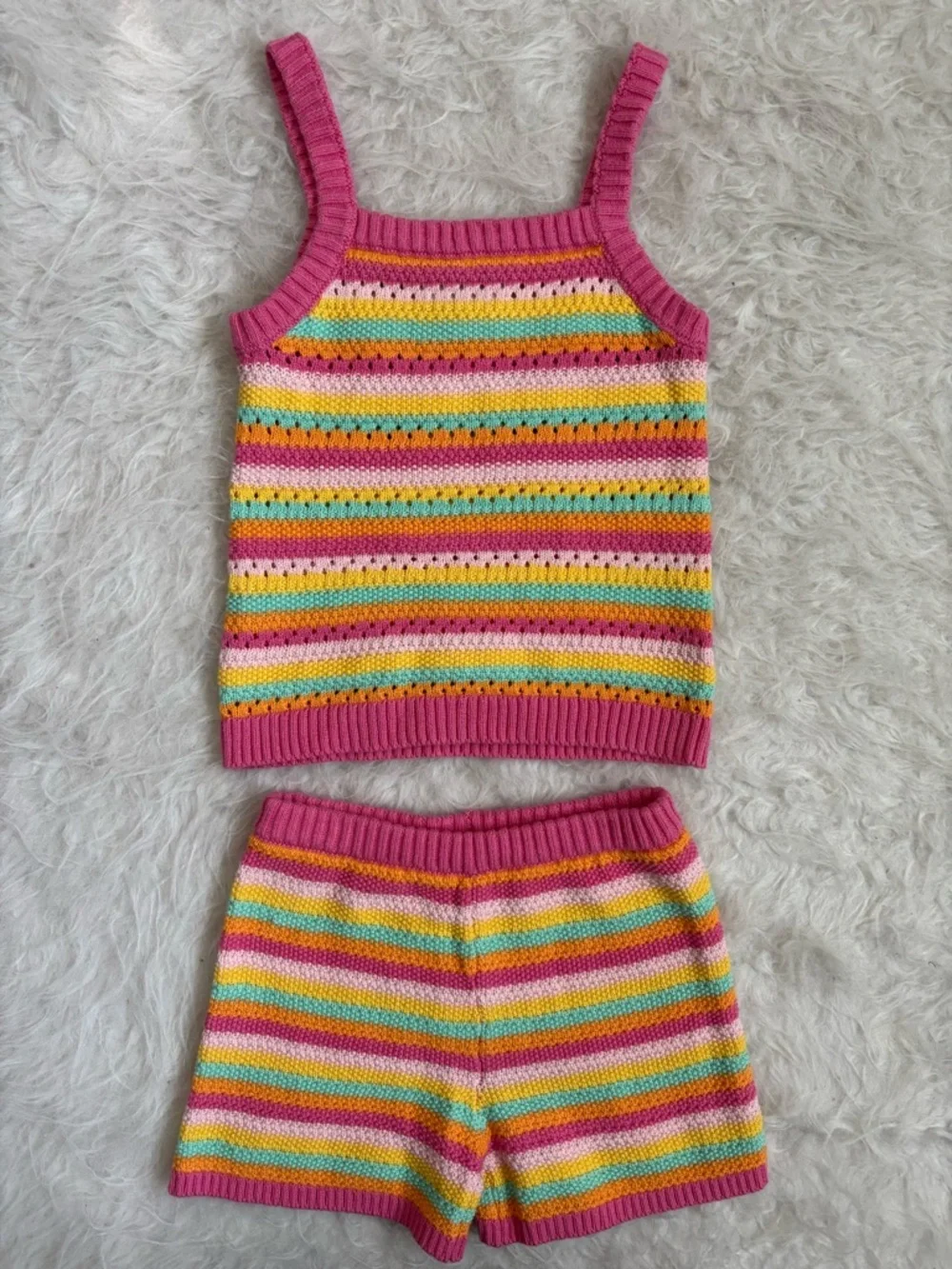 Old Navy Girl’s Bright & Colorful Striped Knit Summer Set